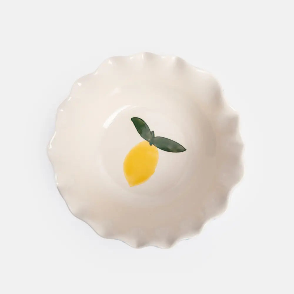 Blue stripy lemon bowl