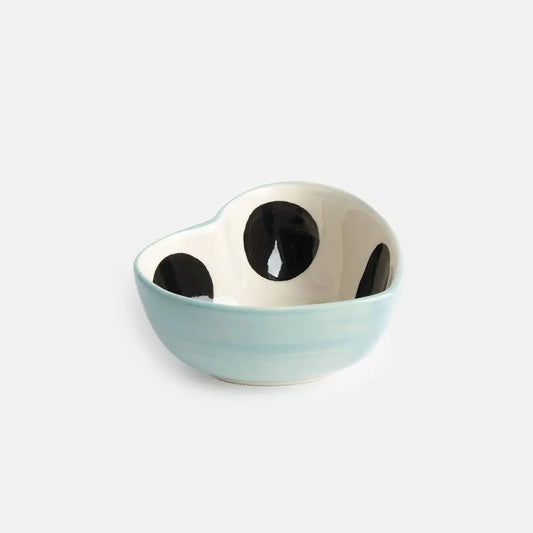 Polka dot heart shape trinket bowl - blue