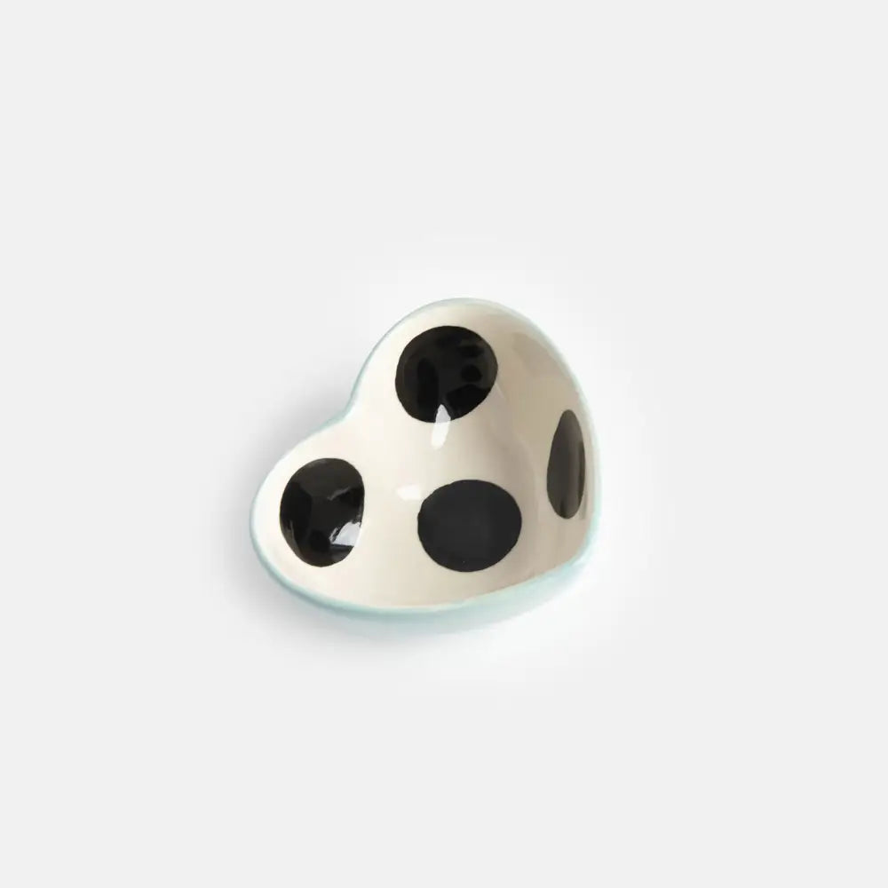 Polka dot heart shape trinket bowl - blue