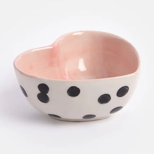 Polka dot heart shape trinket bowl - pink
