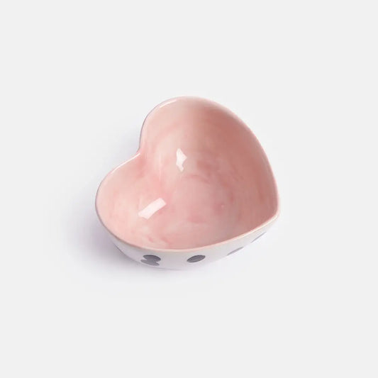Polka dot heart shape trinket bowl - pink