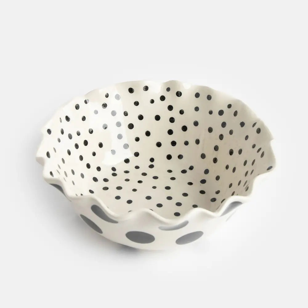 Frilly edge bowl - polka dots