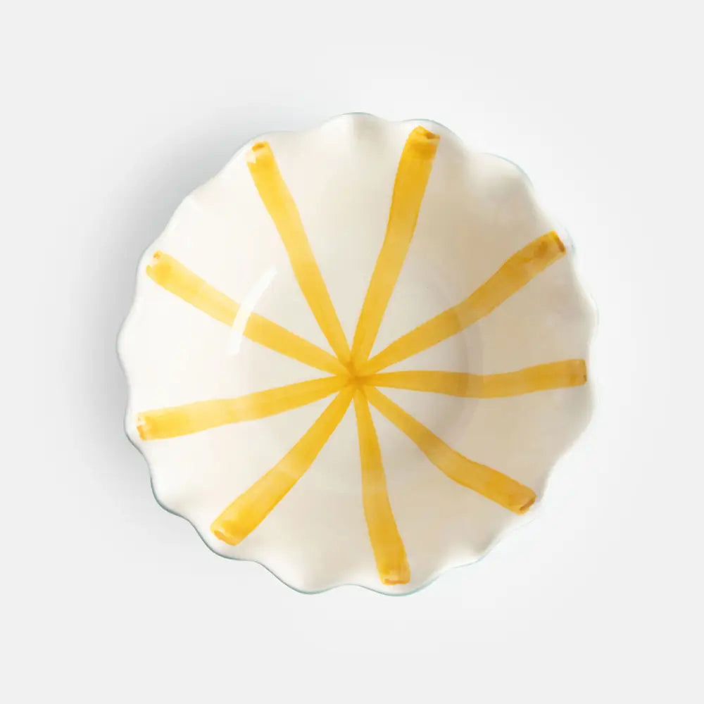 Frilly ceramic bowl - stripes inside