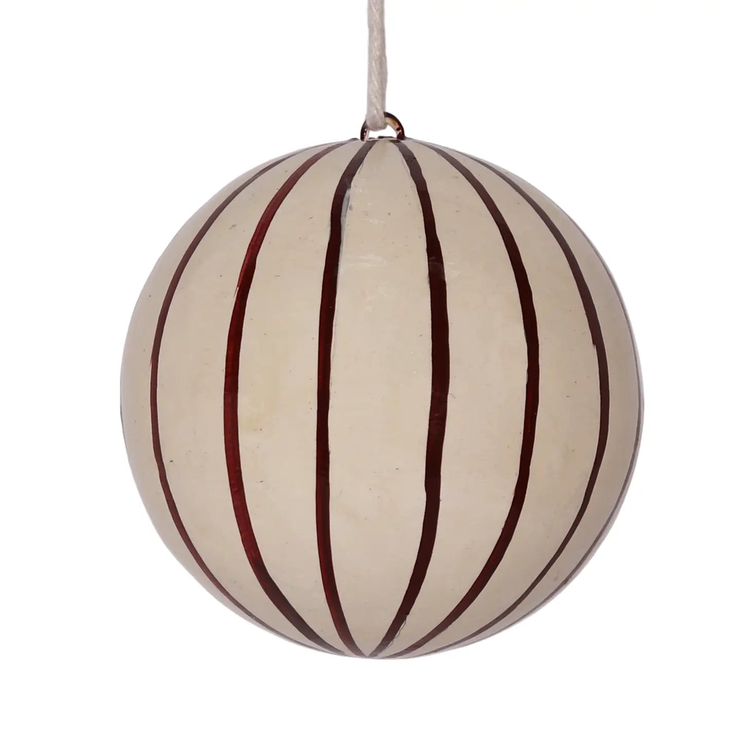 Stripy papier mache bauble