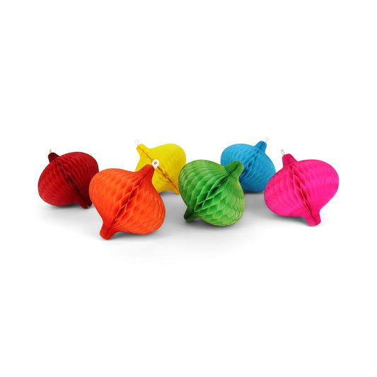 Rainbow honeycomb paper onion decorations