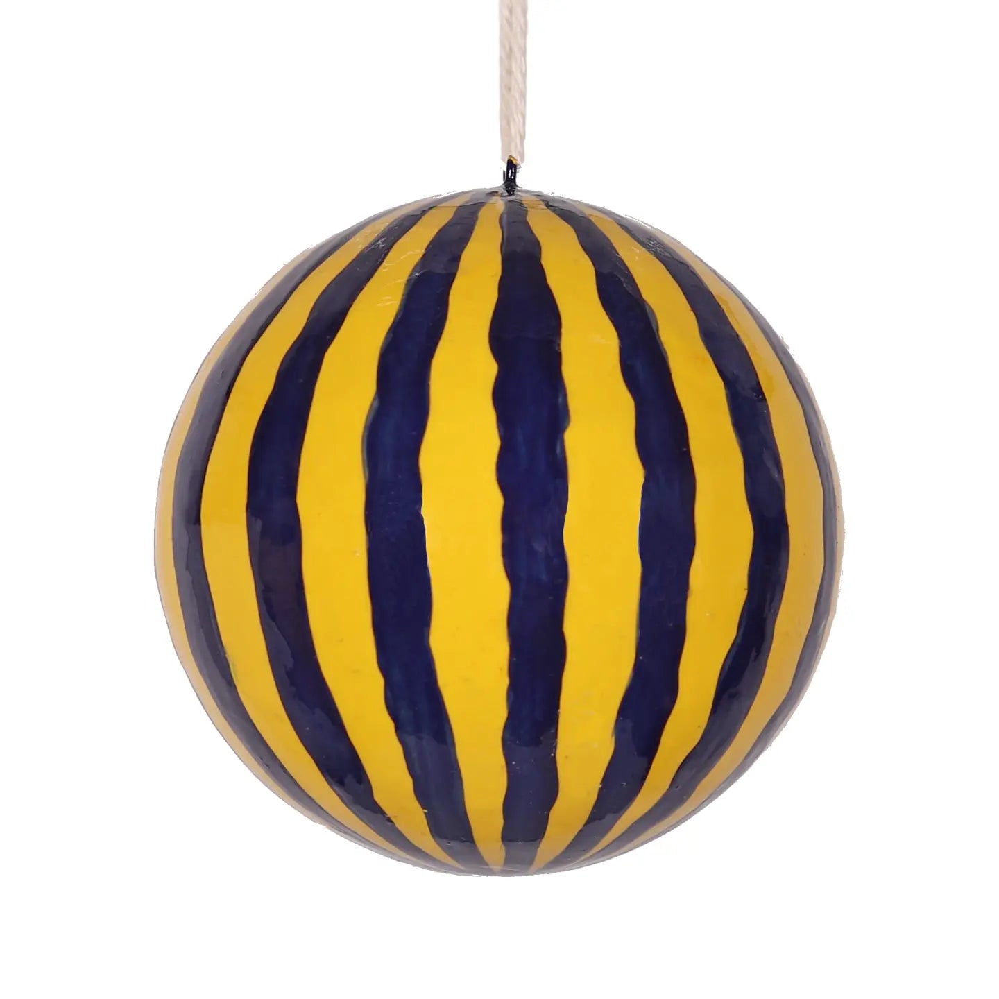 Stripy papier mache bauble