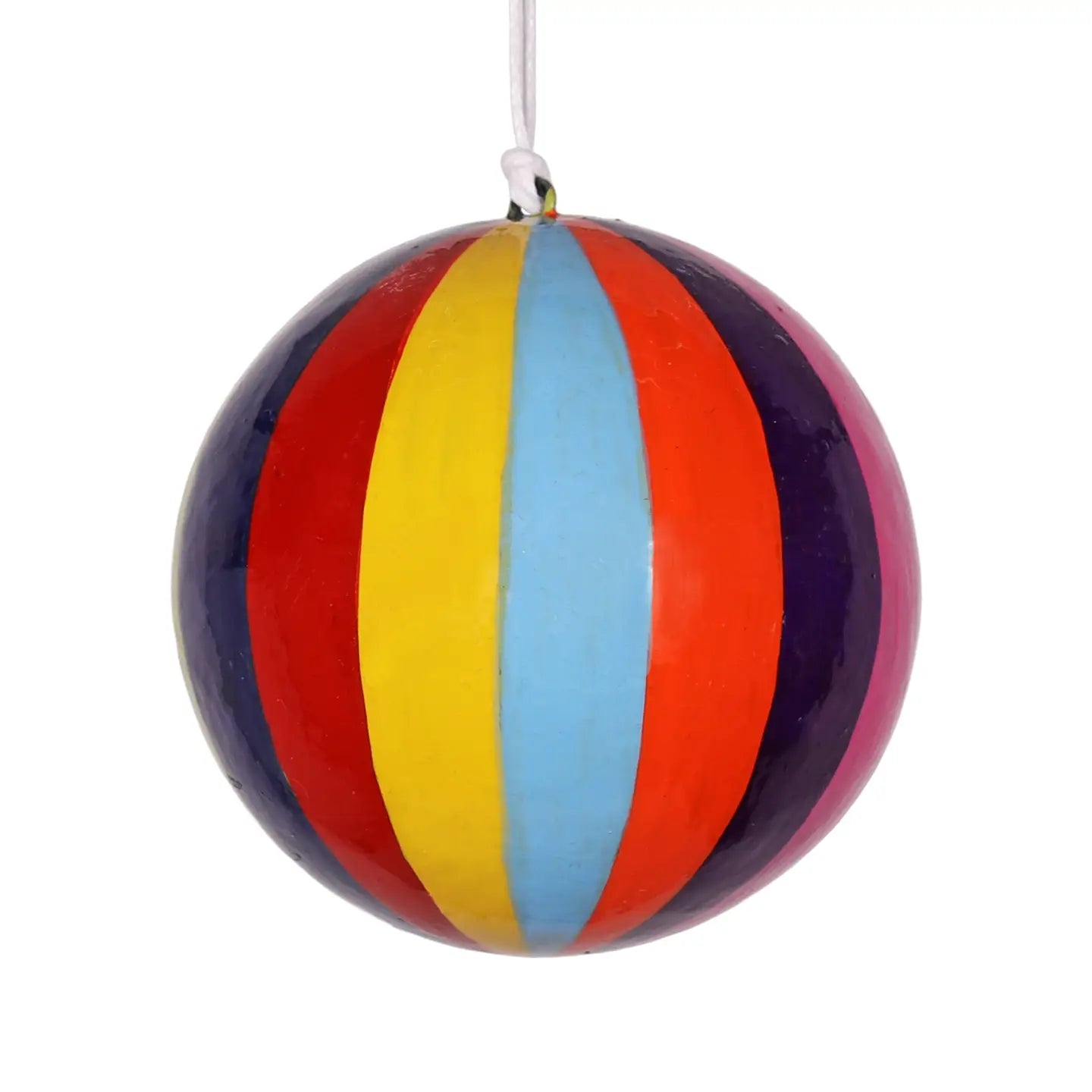 Stripy papier mache bauble