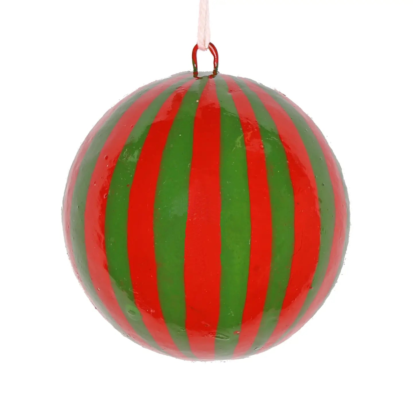 Stripy papier mache bauble