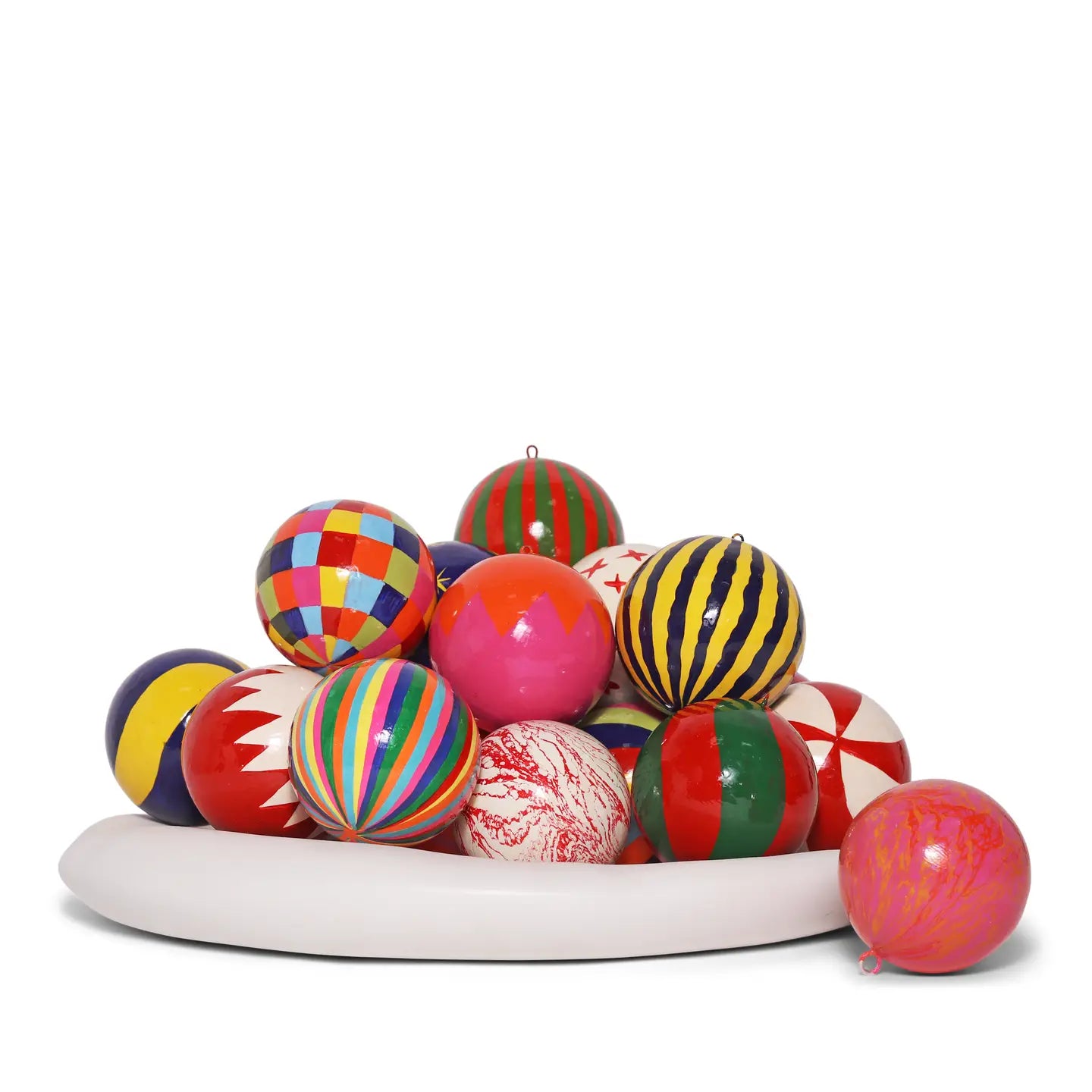 Stripy papier mache bauble