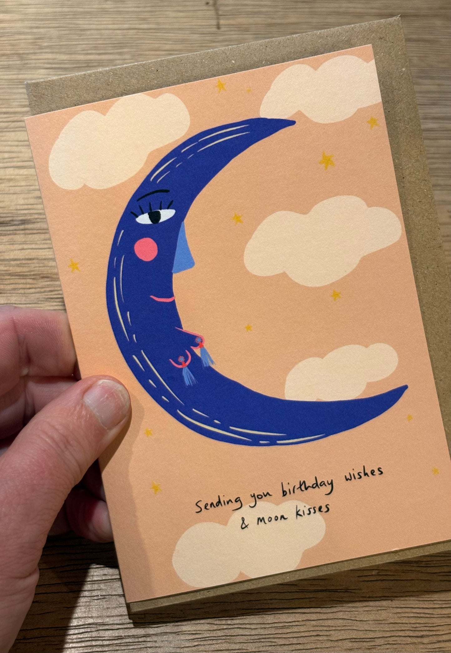 Moon kisses birthday card