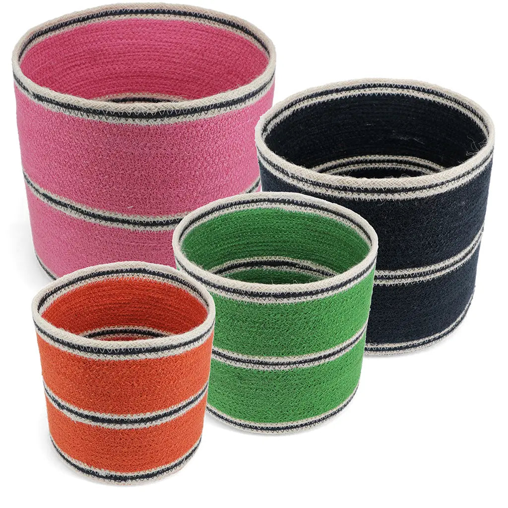 Round jute storage baskets