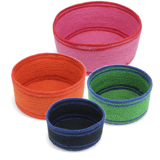 Woven jute storage baskets