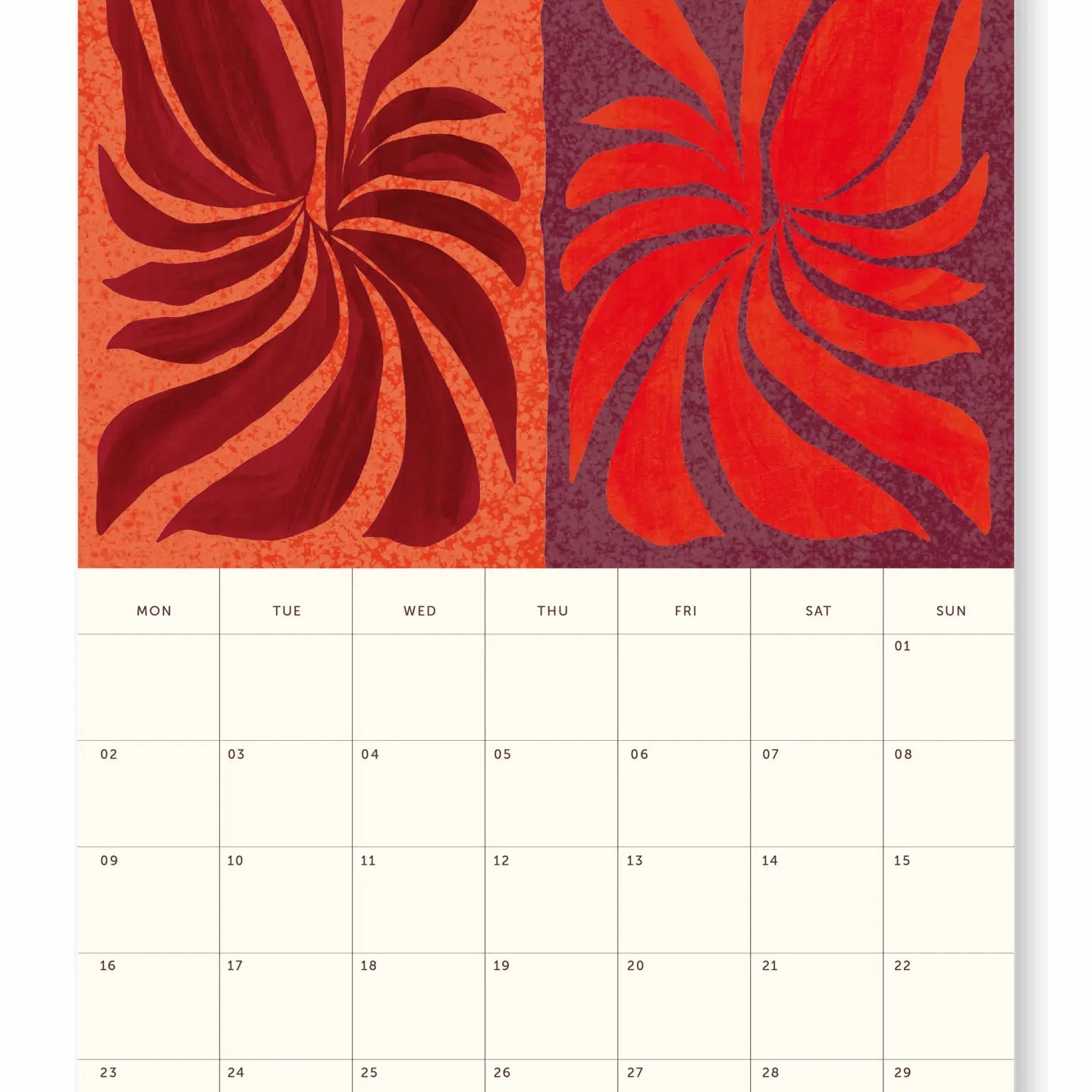 Sun and hands 2026 calendar