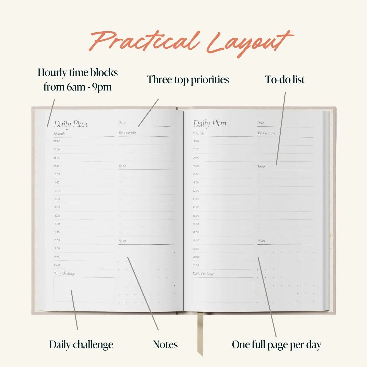 A5 Daily planner wavy pink