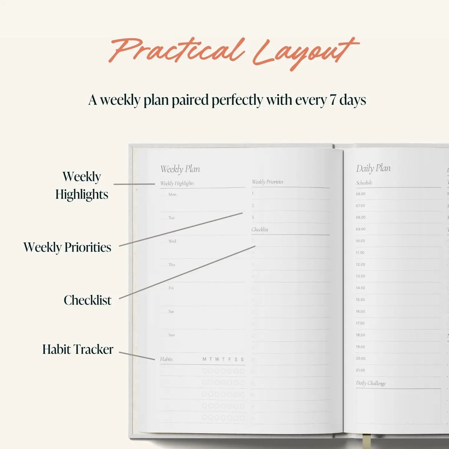 A5 Daily planner wavy pink