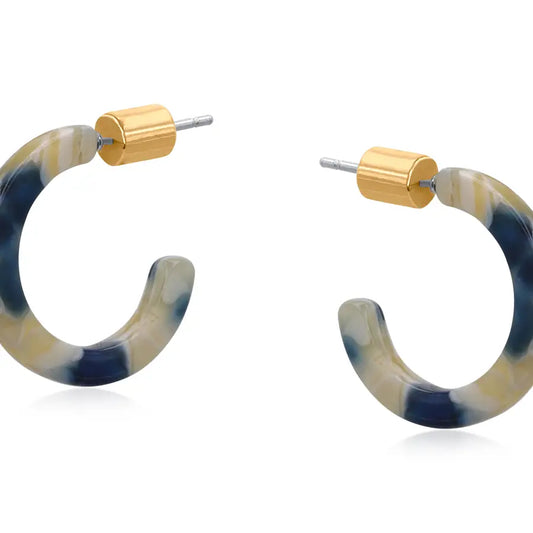 Petite resin hoops - navy and cream Lima
