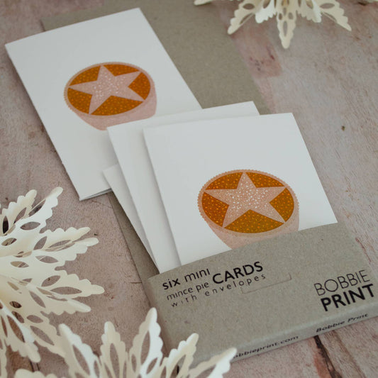 Set of 6 mini mince pie cards