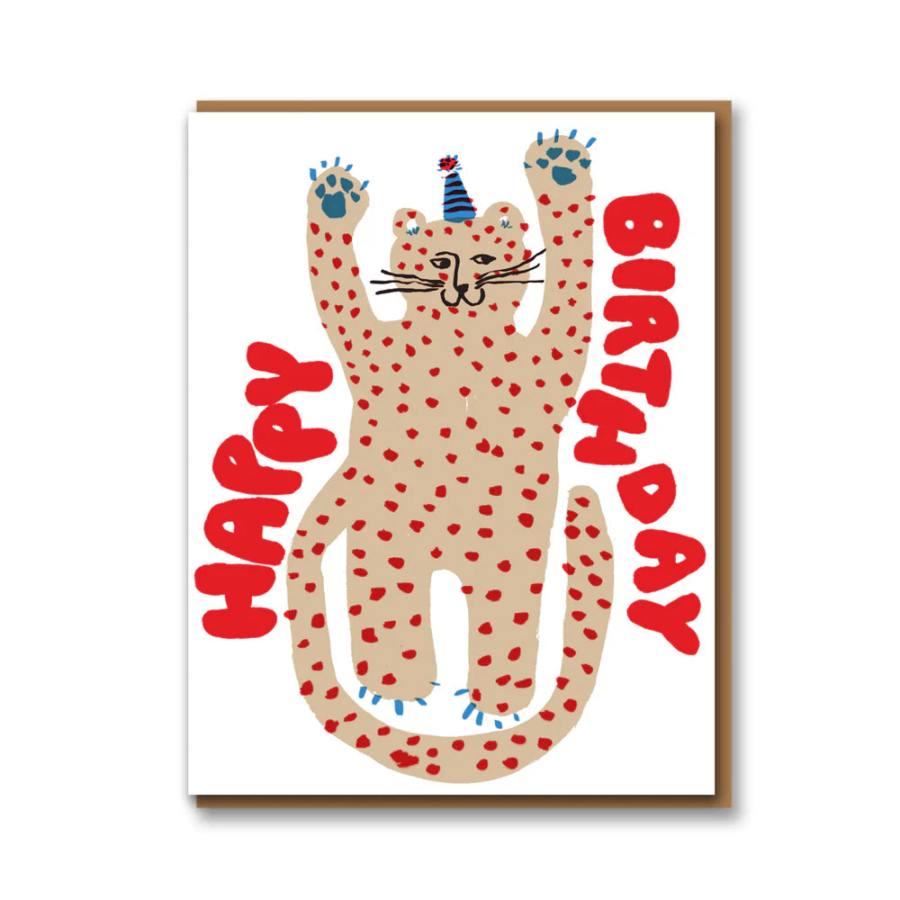 Party cheetah birthday card