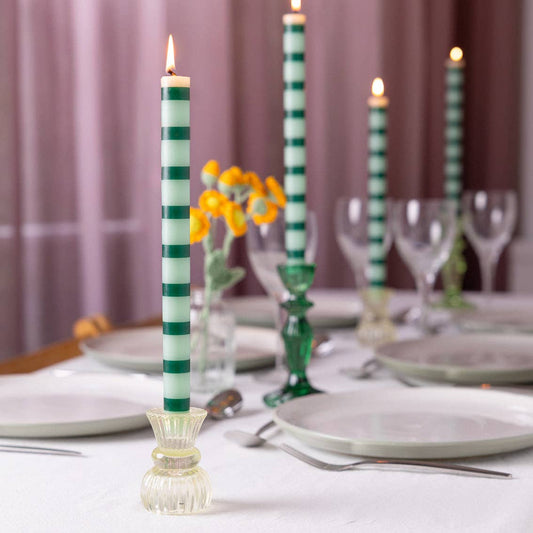 Stripy tall dinner candle