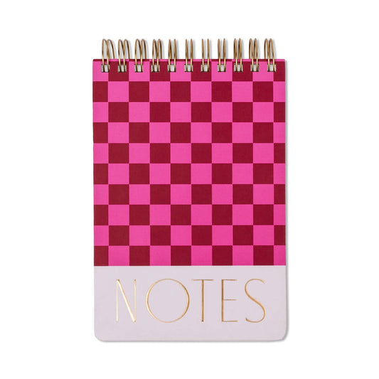 Large chunky notepad - burgundy and pink check