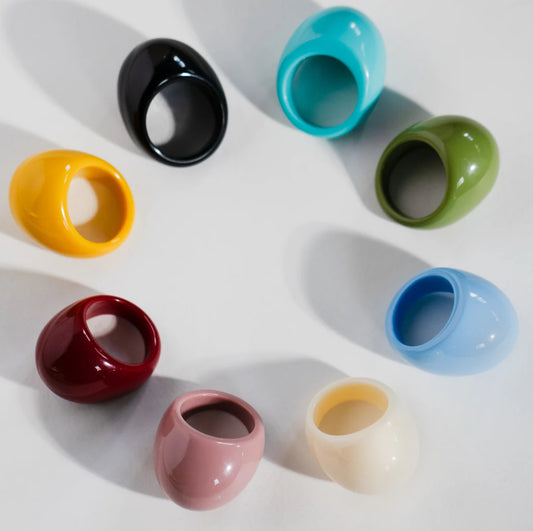 Chunky domed resin rings