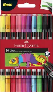 Double fibre tip neon pen set
