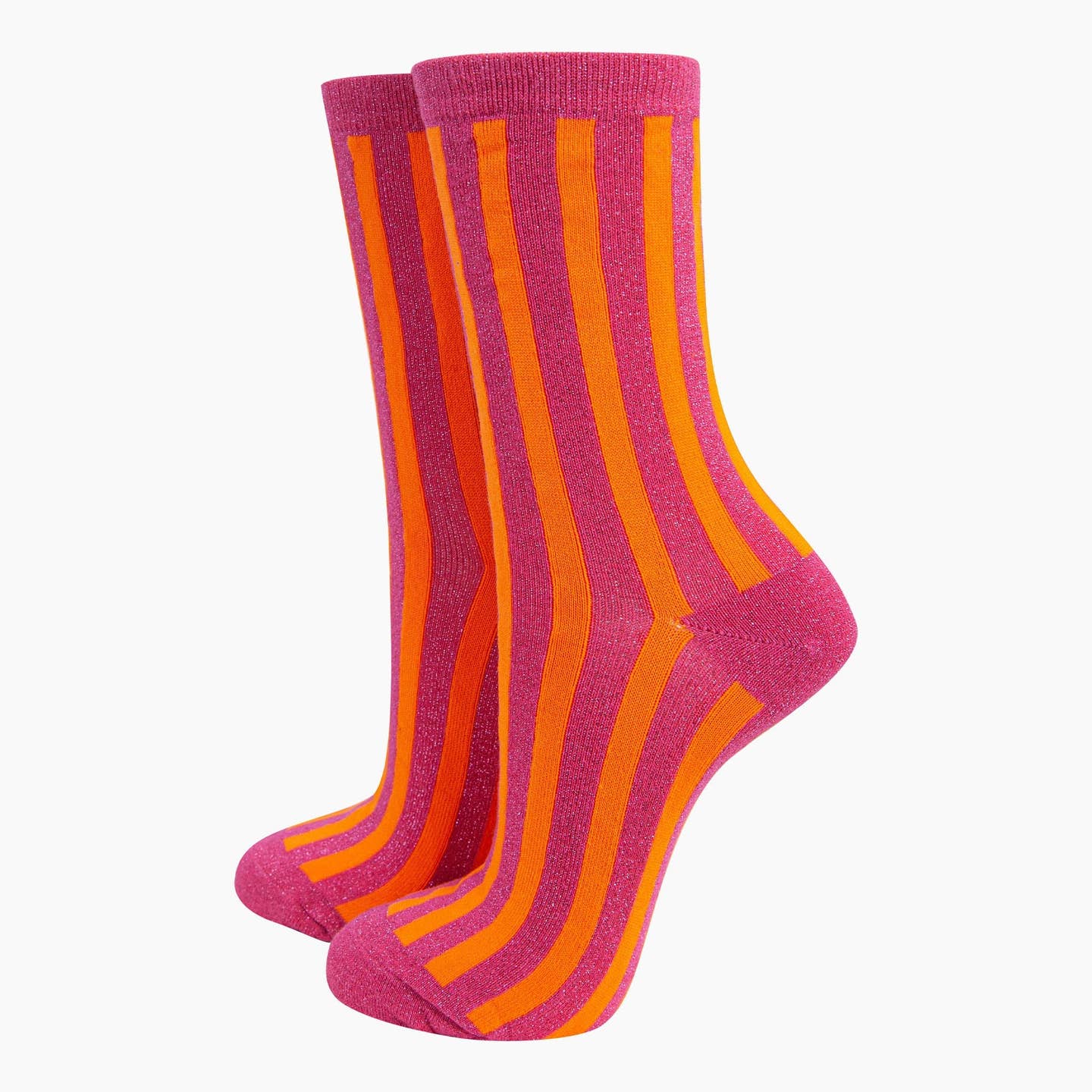 Vertical stripe sparkly socks