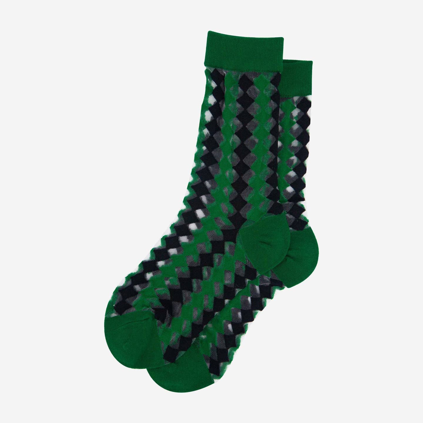 Sheer ankle socks - diamond green and black