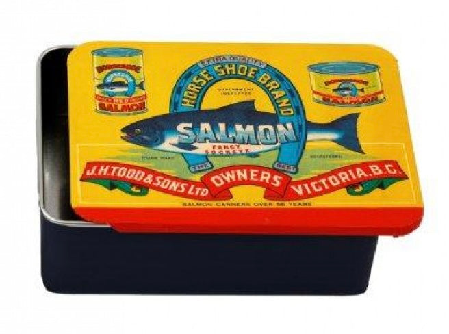 Fish metal tin push pull lid