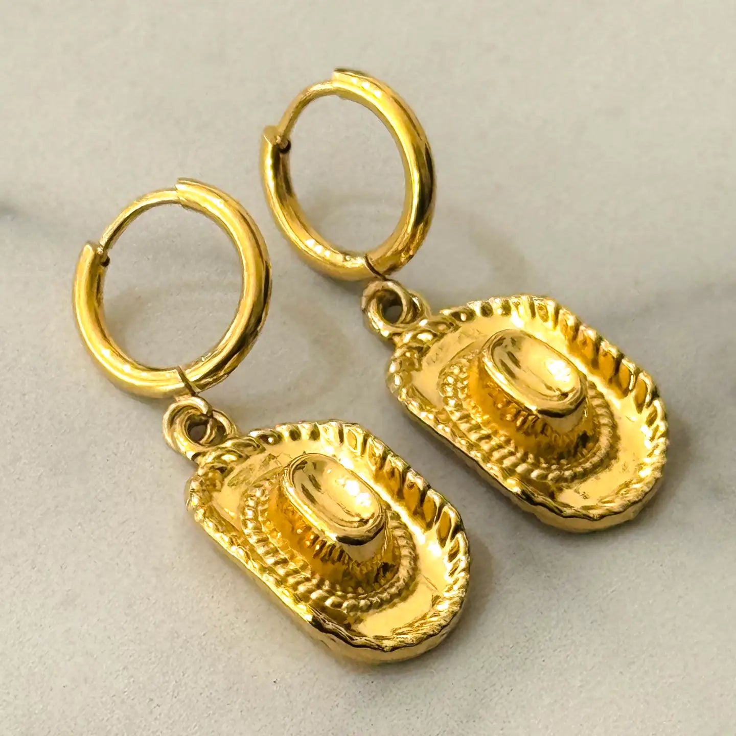 Cowboy hat huggie hoops