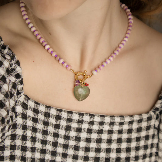 Pink and purple gemstone necklace