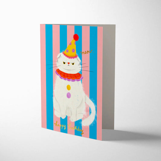 Clowny the cat birthday card