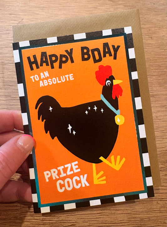 Prize cock birthday card