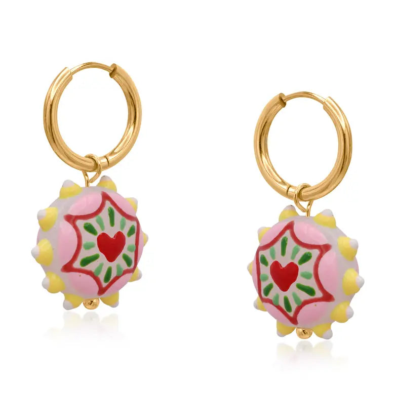 Round charm earrings