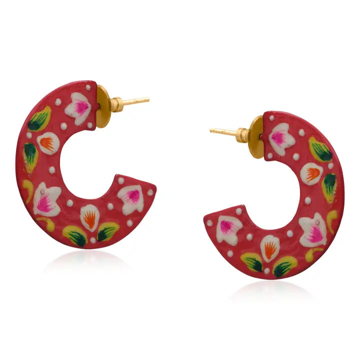 Pallavi hand-painted hoop earrings