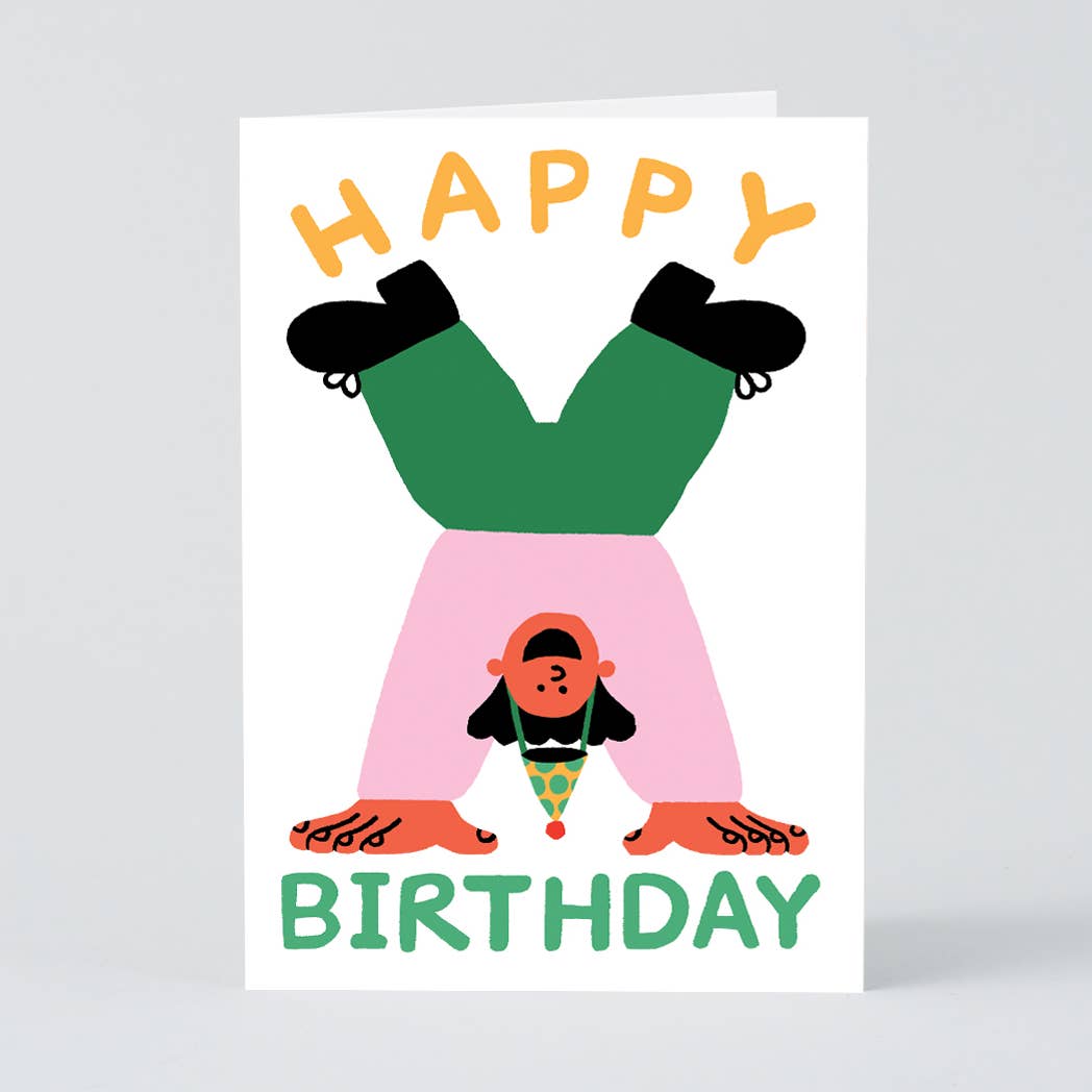 Happy birthday handstand card