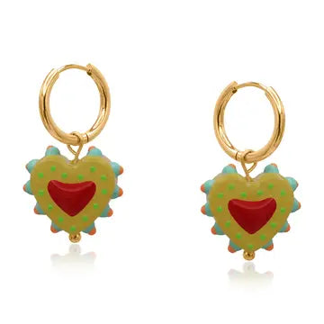 Heart charm earrings