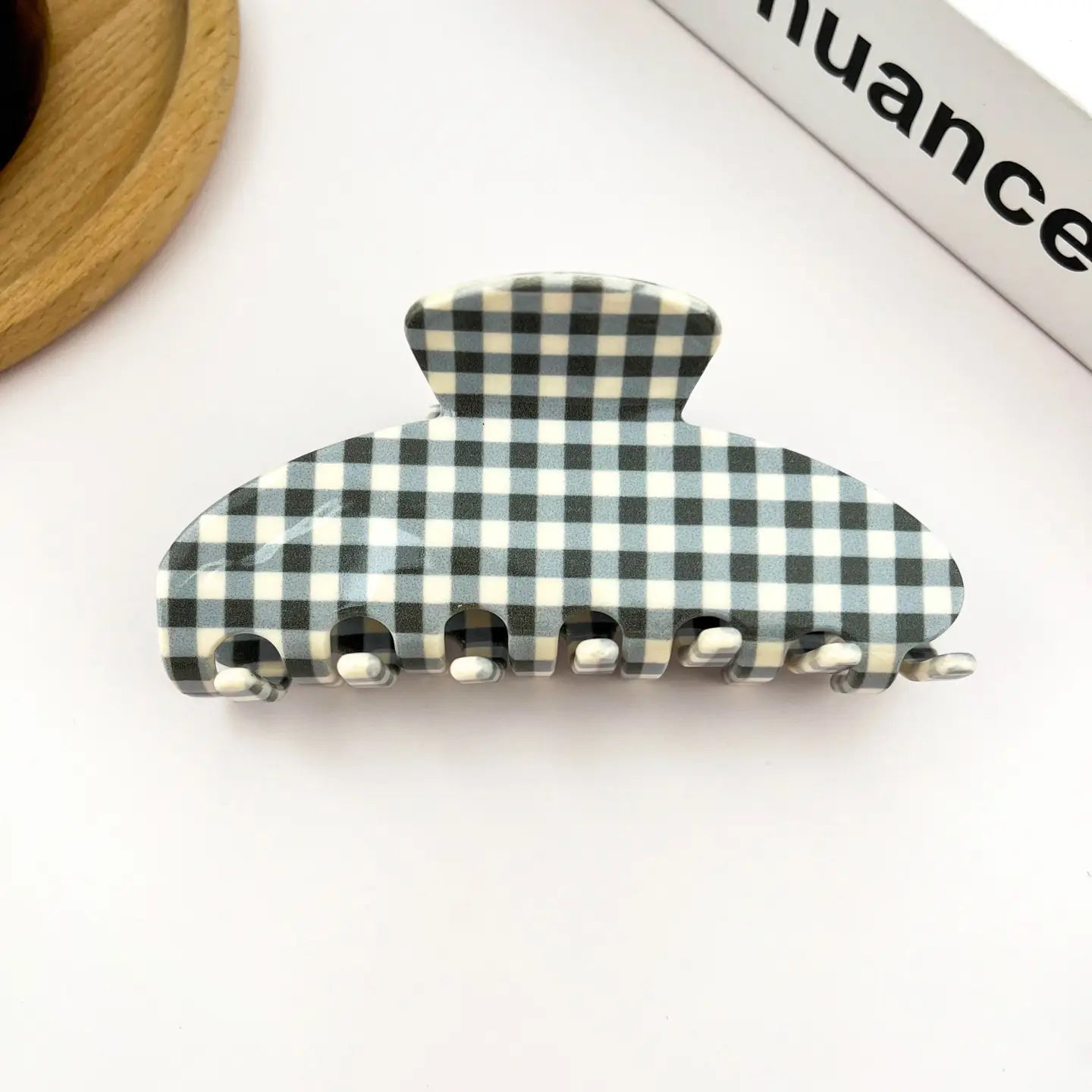 Gingham claw clip