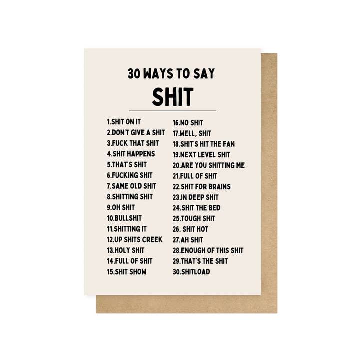 30 ways to say shit greetings card