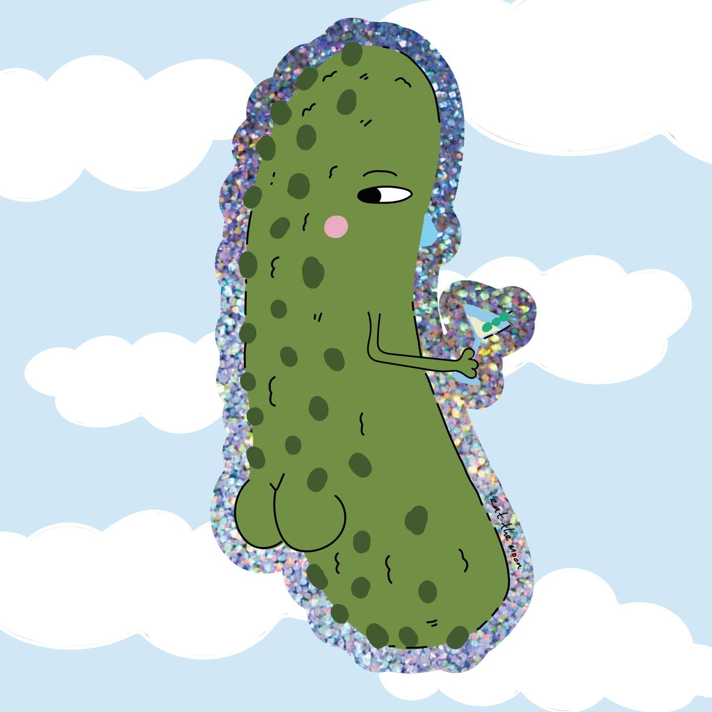 Glittery pickle sticker