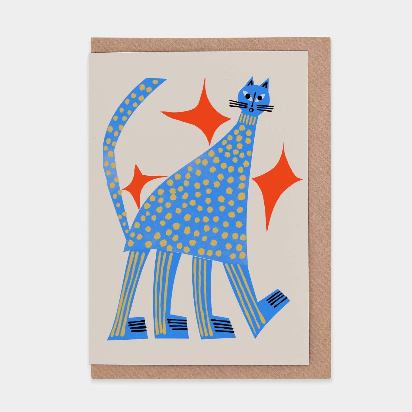 Tall blue cat card