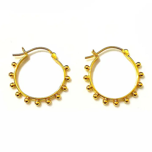 Eloisa gold bead hoop earrings
