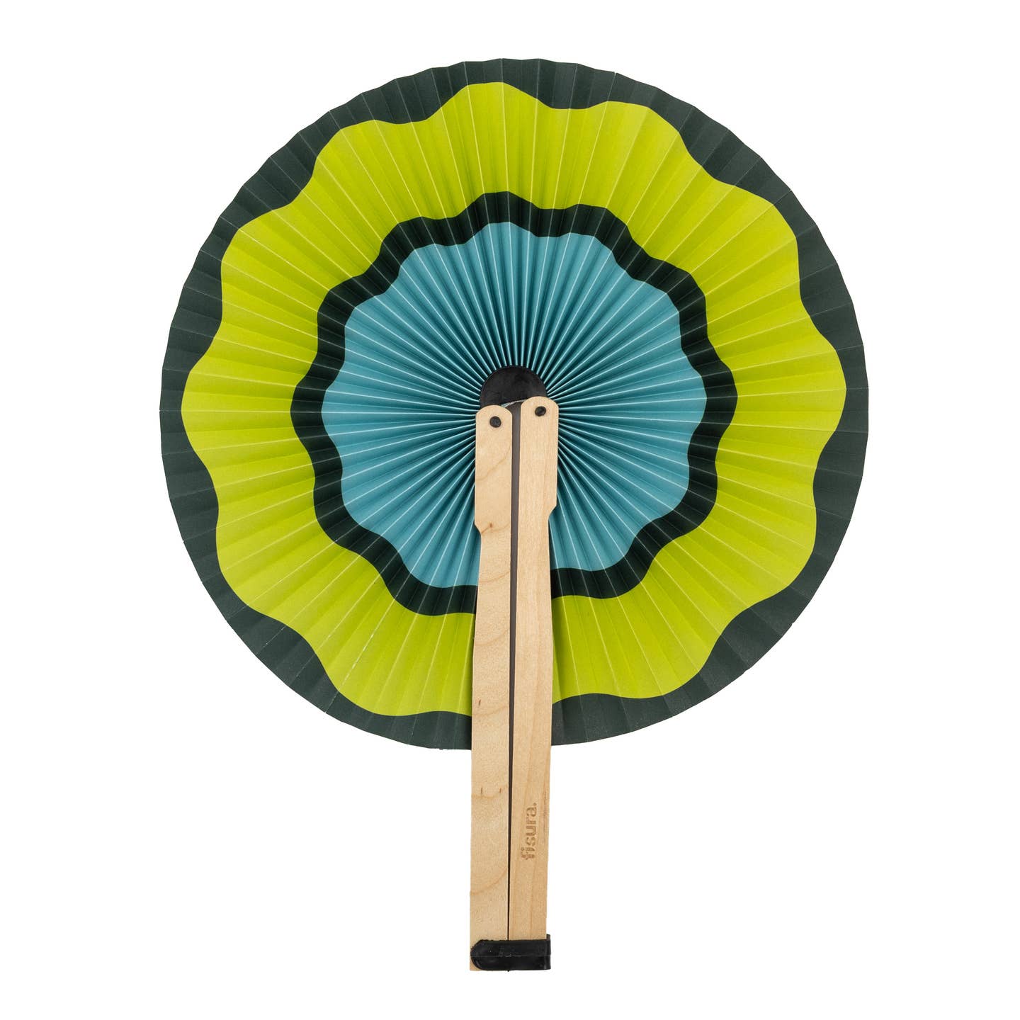 Round fan - green waves
