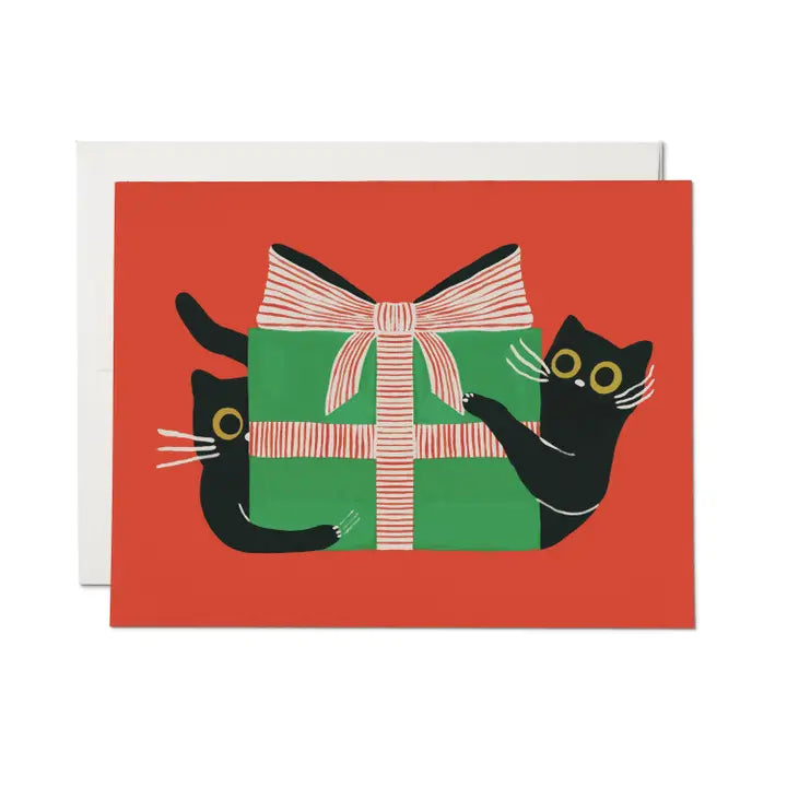 Black cats and birthday present card