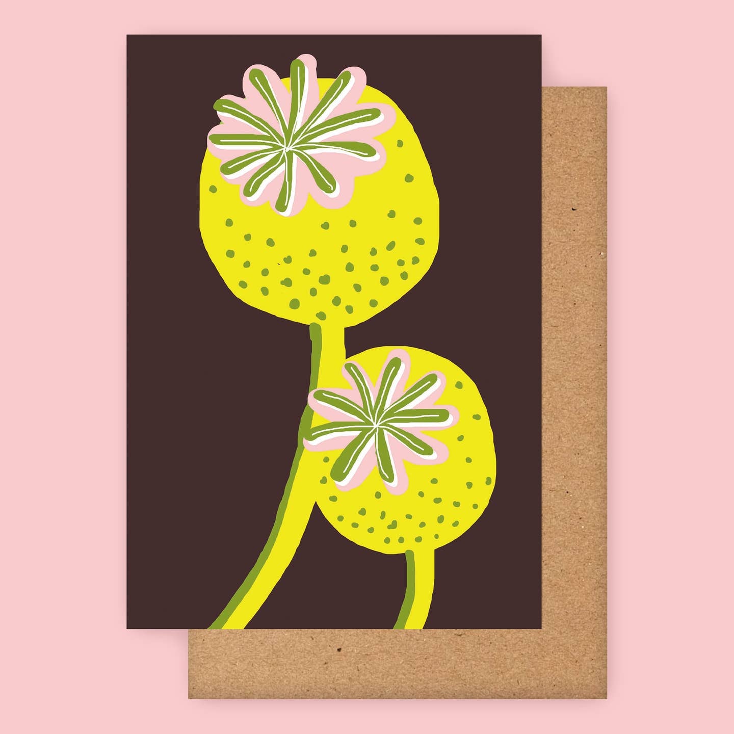 Poppy head greetings card