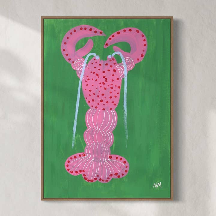 Pink lobster A4 print