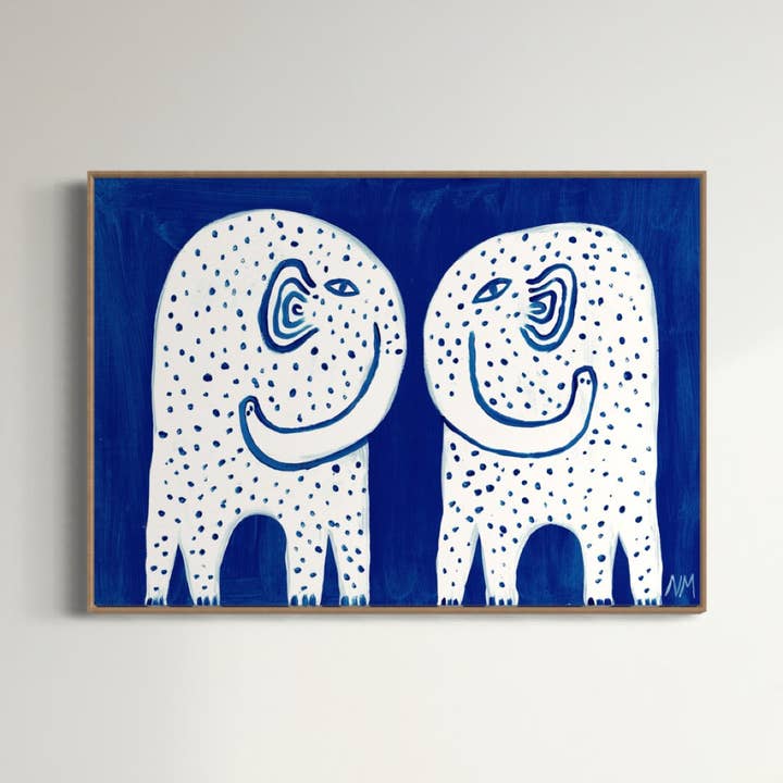 Two elephants A3 print