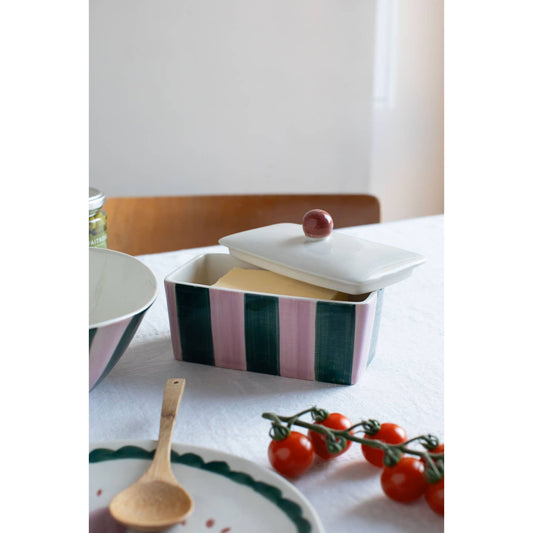 Stripy butter dish