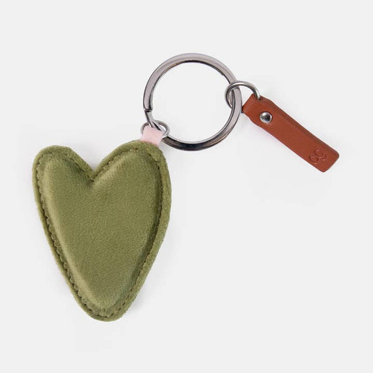 Green velvet heart keyring
