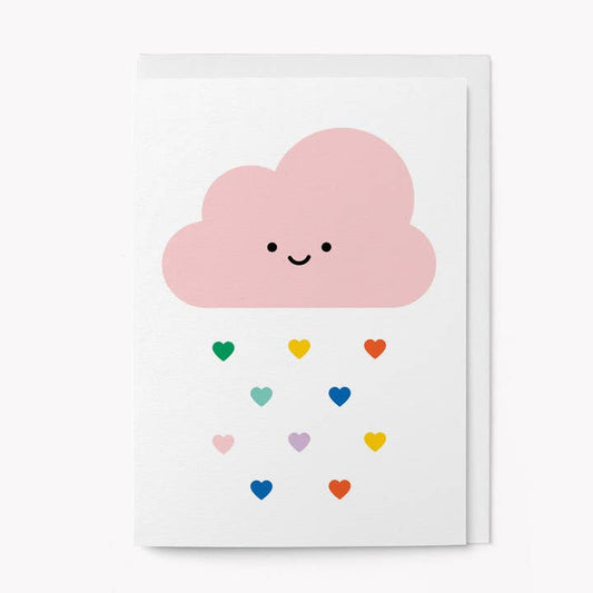 Pink cloud hearts card